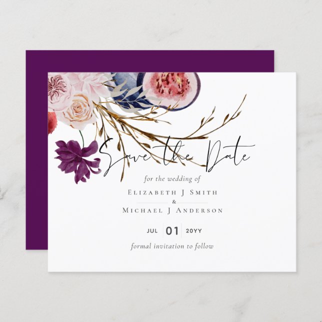 Rustic Autumn Fall Pumpkins Figs Flowers Bröllop (Fram/baksida)