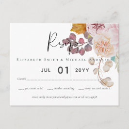 Rustic Autumn Fall Pumpkins Figs Flowers Bröllop Vykort