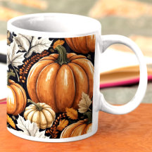 Rustic Autumn Fall Pumpkins Foliage Mönster