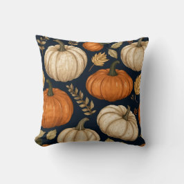 Rustic Autumn Fall Pumpkins Foliage Mönster Kudde