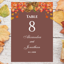 Rustic Autumn Fall Wedding Bordsnummer
