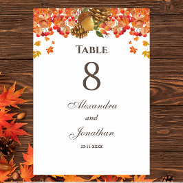 Rustic Autumn Fall Wedding Bordsnummer