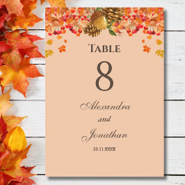 Rustic Autumn Fall Wedding Bordsnummer