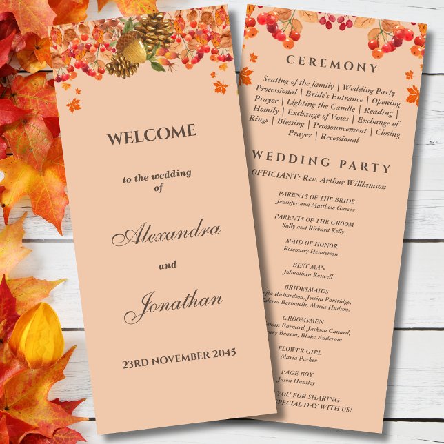 Rustic Autumn Fall Wedding Program (Skapare uppladdad)