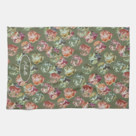 Rustic Autumn Falling Leaves Watercolor Art Kökshandduk