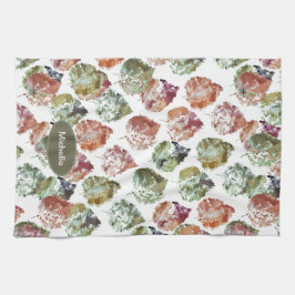 Rustic Autumn Falling Leaves Watercolor Art Kökshandduk