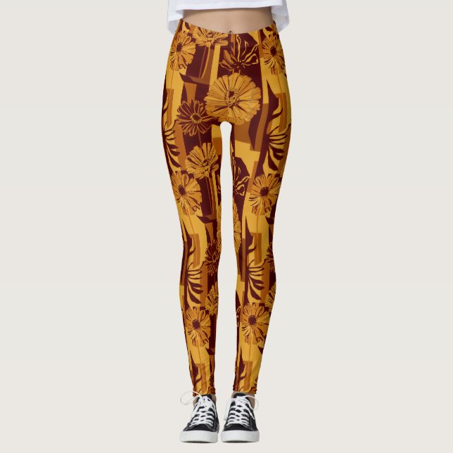 Rustic Autumn Floral Geometric Pattern (10) Leggings (Framsida)