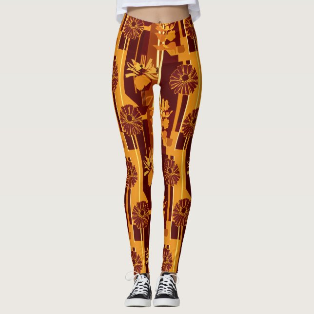 Rustic Autumn Floral Geometric Pattern (5) Leggings (Framsida)