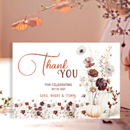 Rustic Autumn Floral Pumpkin Baby Shower Tack Kort
