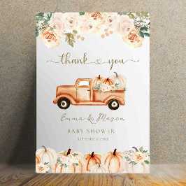 Rustic Autumn Floral Pumpkin Truck Tack Kort