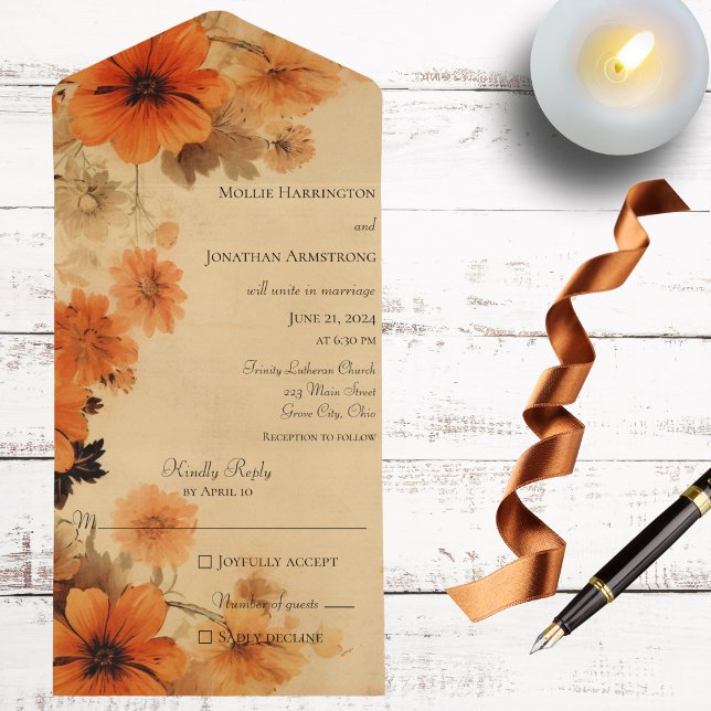 Rustic Autumn Flowers (Also available with QR code. )