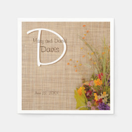 Rustic Autumn Flowers Bröllop Napkins Pappersservett