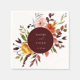 Rustic Autumn Foliage Blommigt Ram Bröllop Napkins Pappersservett