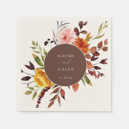 Rustic Autumn Foliage Blommigt Ram Bröllop Napkins Pappersservett