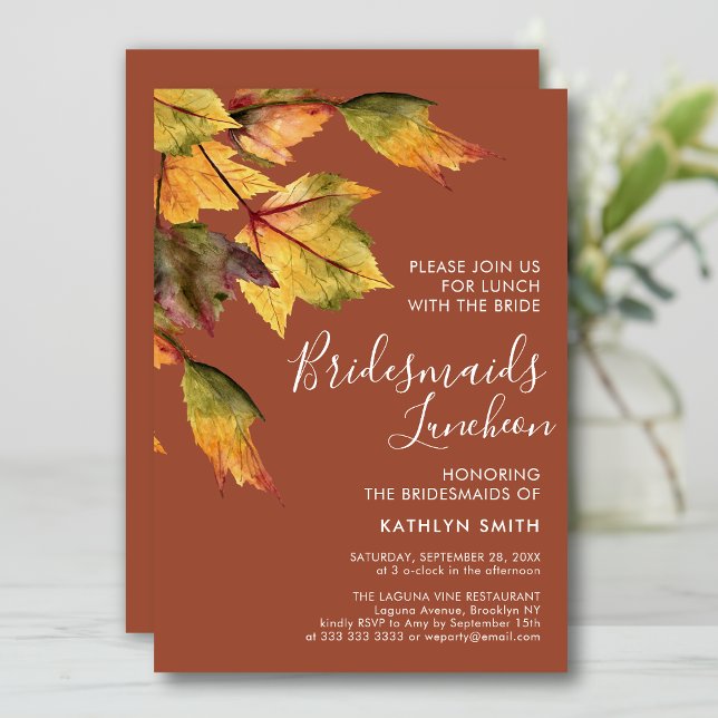 Rustic Autumn Foliage Bröllop Bridesmaids Luncheon Inbjudningar (Skapare uppladdad)