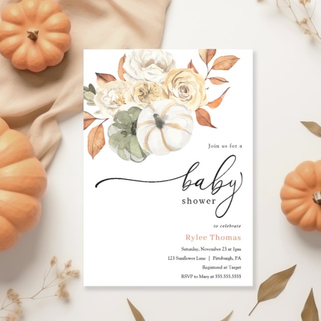Rustic Autumn Foliage Pumpkin Autumn Shower Inbjudningar (Skapare uppladdad)