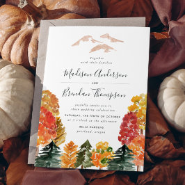 Rustic Autumn Forest Fall Wedding Inbjudningar