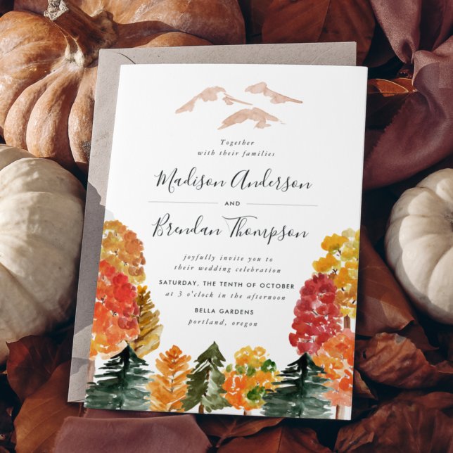 Rustic Autumn Forest Fall Wedding Inbjudningar (Skapare uppladdad)