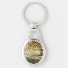 Rustic Autumn Garden Ovalt Silverfärgad Nyckelring
