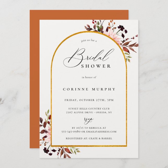 Rustic Autumn Golden Ram Möhippa Inbjudningar (Fram/baksida)