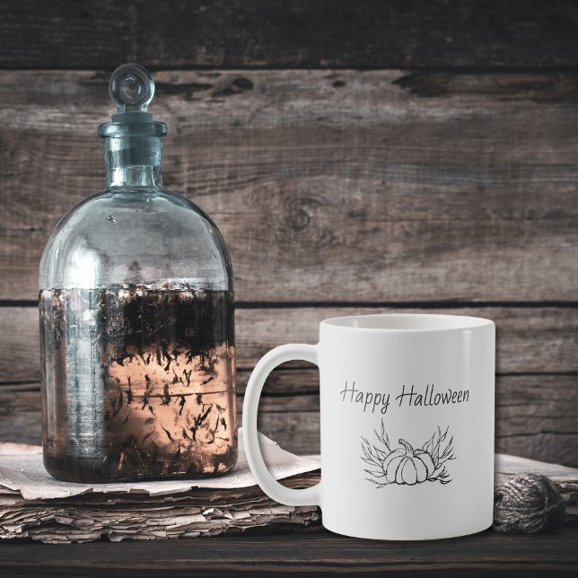 Rustic Autumn Halloween Pumpkin Cute Typography Kaffemugg (Skapare uppladdad)