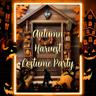 Rustic Autumn Harvest Farmhouse Costume Party Inbjudningar