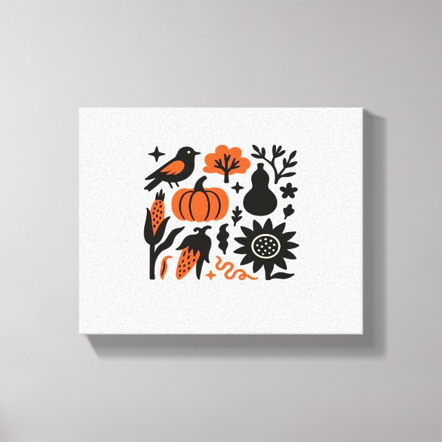 Rustic Autumn Harvest Folk Classic T-Shirt Canvastryck (Framsida)