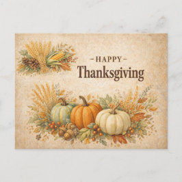 Rustic Autumn Harvest Happy Thanksgiving Helg Vykort