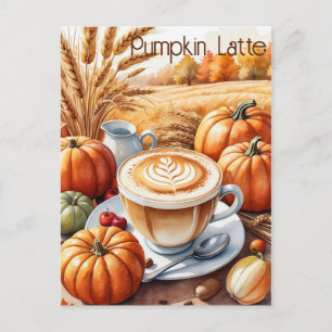 Rustic Autumn Harvest Pumpkin Spice Latte Vykort