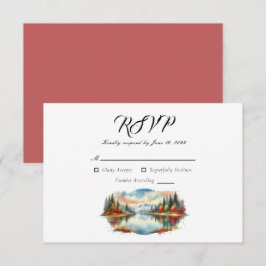 Rustic Autumn Lakeside Forest Bröllop OSA Kort