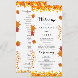 Rustic Autumn Leaves Wedding Program
