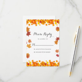 Rustic Autumn Leaves Wedding RSVP Card OSA Kort