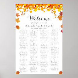 Rustic Autumn Leaves Wedding Seating Chart Poster