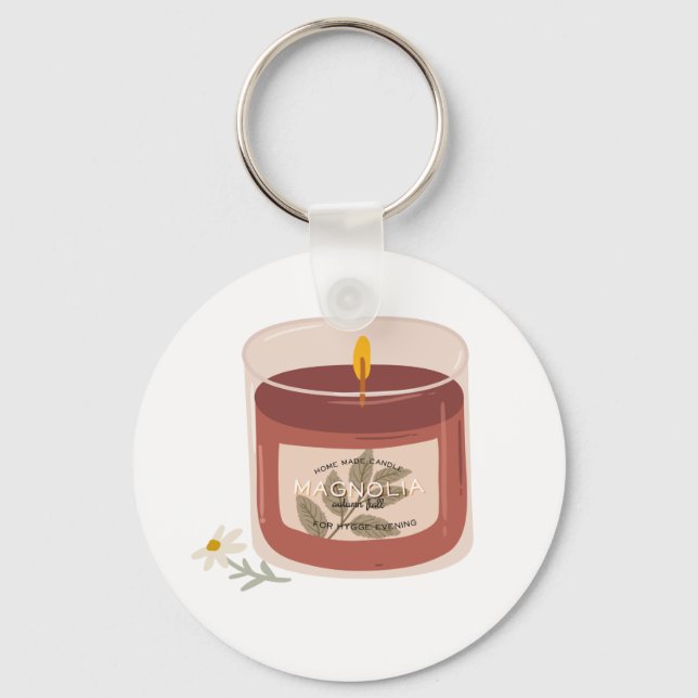 Rustic Autumn Magnolia Candle Nyckelring (Framsida)