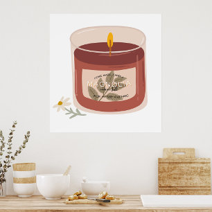 Rustic Autumn Magnolia Candle Poster