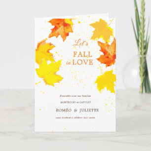 Rustic Autumn Maple Löv Fransk Bröllop Inbjudan