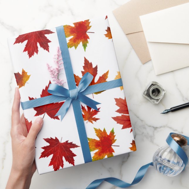 Rustic Autumn Maple Löv Seamless Mönster Presentpapper (Gifting)