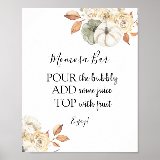 Rustic Autumn Momosa Pub Drink Sign Poster (Framsidan)