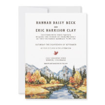 Rustic Autumn Mountain Wedding-inbjudan