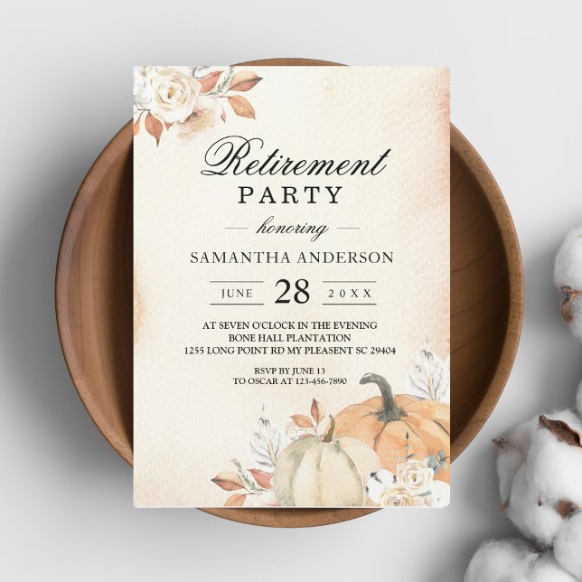 Rustic Autumn Orange Pumpkins & Flowers Inbjudningar (Skapare uppladdad)