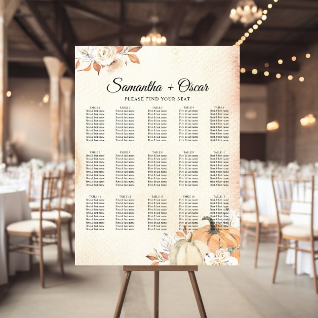 Rustic Autumn Orange Pumpkins & Flowers Poster (Skapare uppladdad)