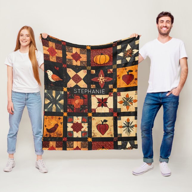 Rustic Autumn Patchwork Quilt Mönster | Jordbruksf Fleecefilt (På plats)