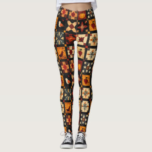Rustic Autumn Patchwork Quilt Mönster   Jordbruksf Leggings