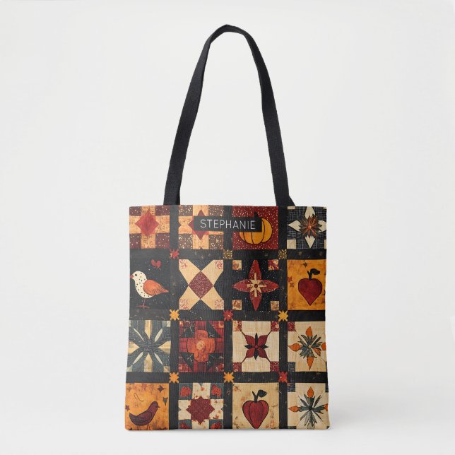 Rustic Autumn Patchwork Quilt Mönster | Jordbruksf Tygkasse (Framsida)