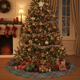 Rustic Autumn Plaid Julgransmatta Borstad Polyester