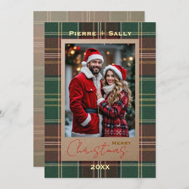Rustic Autumn Plaid Julkort (Fram/baksida)