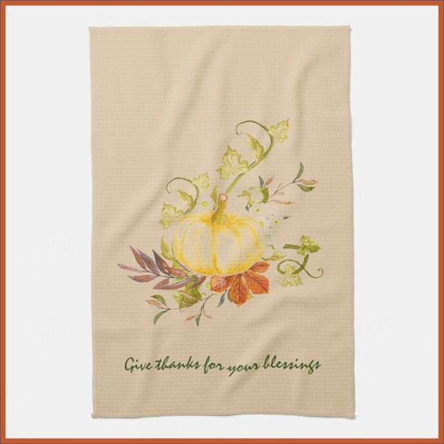 Rustic Autumn Pumpkin Fall Kitchen Towel Kökshandduk (Skapare uppladdad)