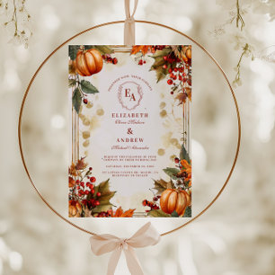 Rustic Autumn Pumpkin Fall Wedding Inbjudningar