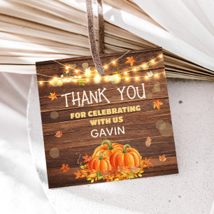 Rustic Autumn Pumpkin Patch Birthday Square Gåvor Etiketter