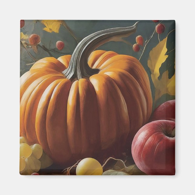 Rustic Autumn Pumpkin Thanksgiving and Halloween Magnet (Framsidan)
